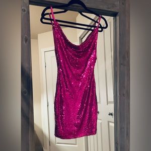 HOT Pink Fuchsia Sequin Sparkly Dress